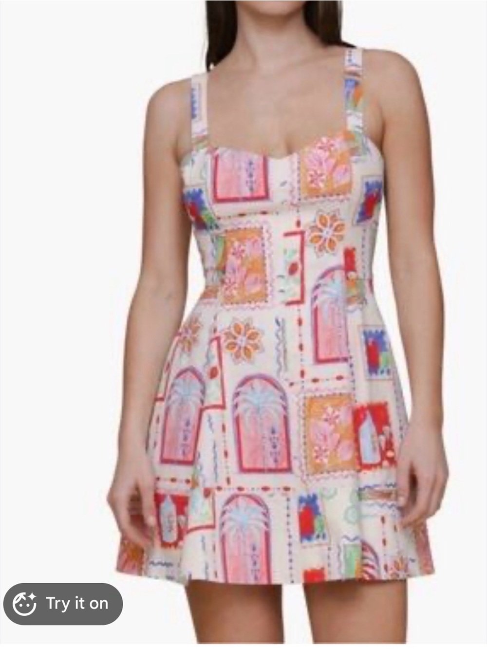 Avec Les Filles Women’s Summer Printed Postcard Dress Size 8